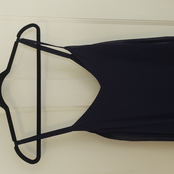 White House Black Market Asymmetrical Navy Sleeveles Sundress Sz 10 - Picture 6 of 7